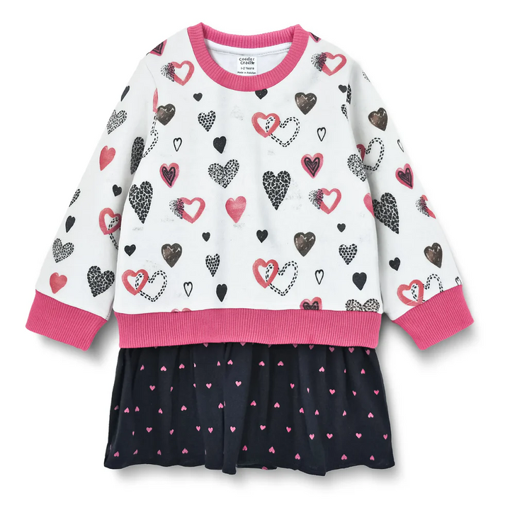 Cuddle & Cradle Girls Fleece Frock (Hearts) - 4-5 Y