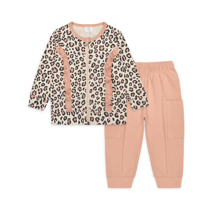 Cuddle & Cradle Zipper Sweatshirt & Trouser Set (Animal print) - 4-5 Y