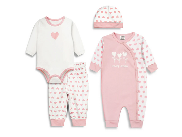 Cuddle & Cradle Baby Girl Set of 4 (Hearts) - 9-12 M