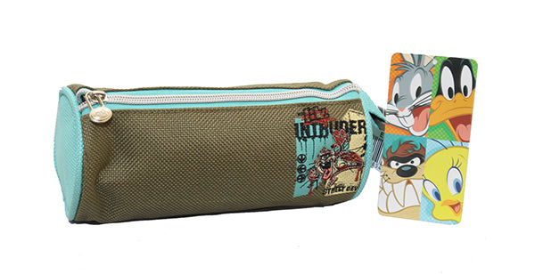 WB LOONEY TUNES  TAZ-TAZ ROUND PENCIL CASE BLUE