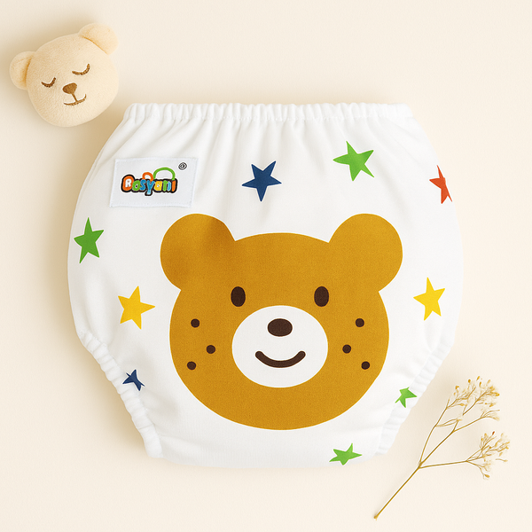 Baby Reusable Nappy Printed Bear - Sunshine