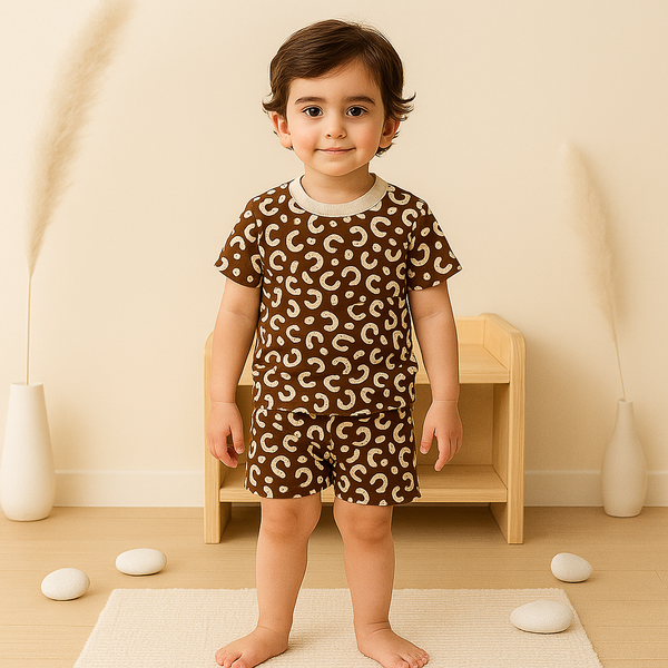 Kids T-shirt & Short Set Leopard Brown - Mini Charm