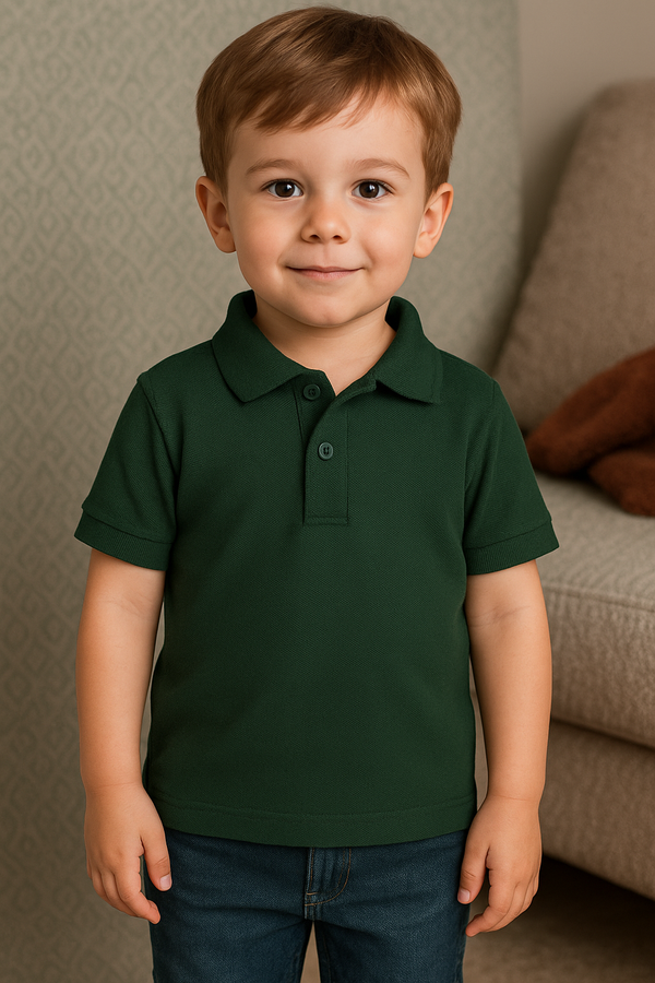 Mini Charm Kids Plain Polo Shirt Green - Mini Charm