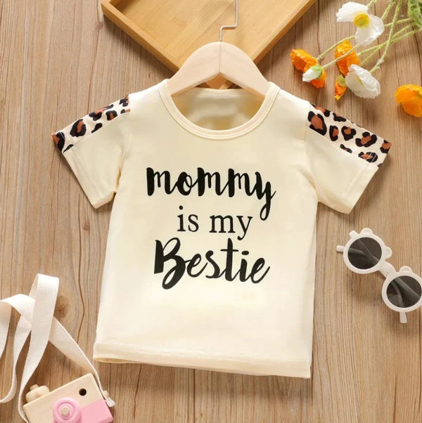Kids Printed T-Shirt Mommy Is My Bestie White - Sunshine