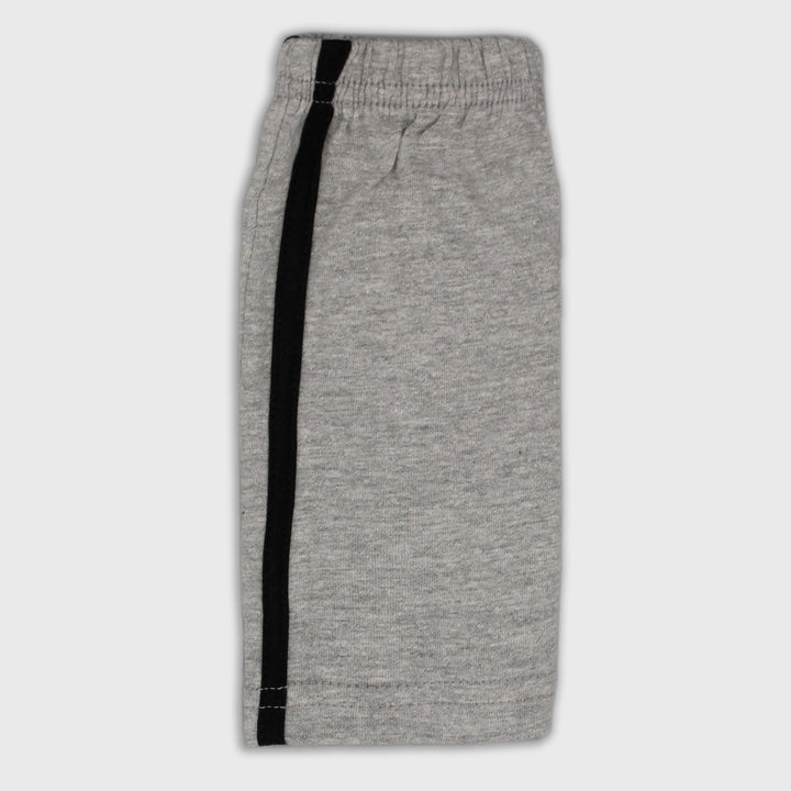 Tiny Trendz Kids- Solid Cotton Shorts Grey With Black Stripes
