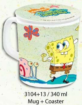 Sponge Bob 5 Mug W/Coaster 340Ml