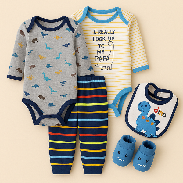 Baby 6Pcs Gift Set Dino Grey - Sunshine
