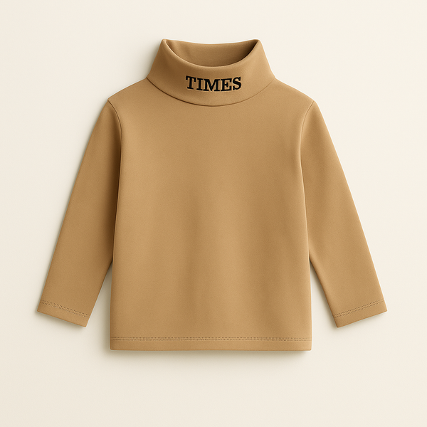 Kids Premium Mock Neck Brown - Sunshine