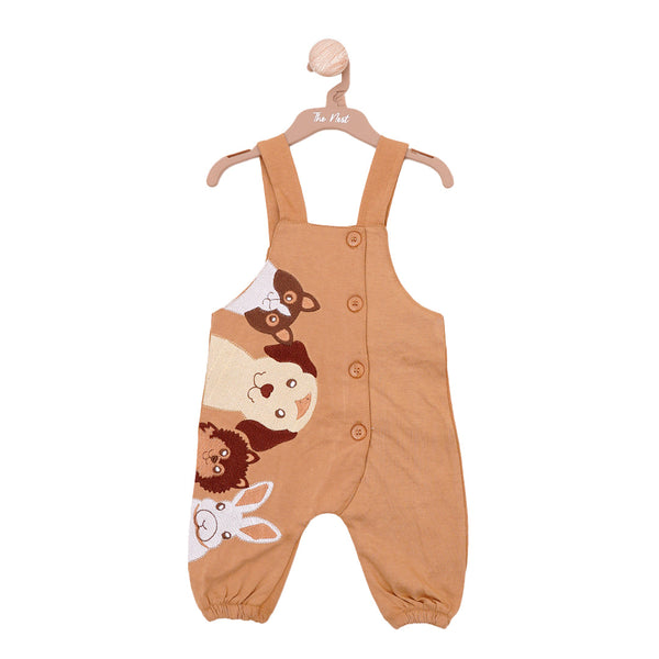 The Nest Paw-Print Baby Cross Button Dungaree
