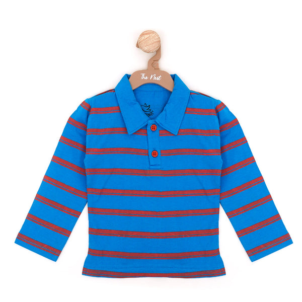 The Nest Red-Lined Blue Baby Shirt
