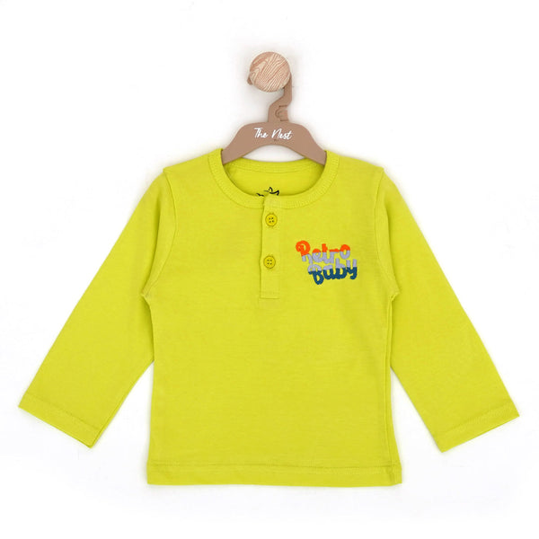 The Nest Lime Henley Baby Shirt
