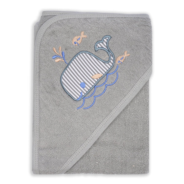 Baby Bath Towel Whale Grey - Sunshine