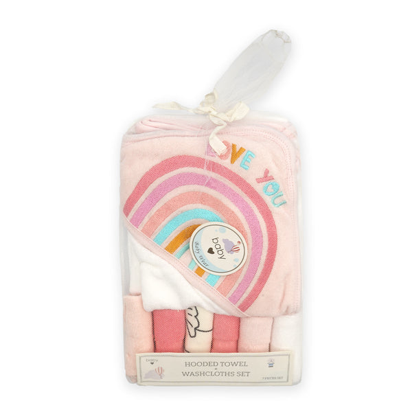 Little Sparks Baby 7Pcs Hooded Towel With Washcloths Rainbow