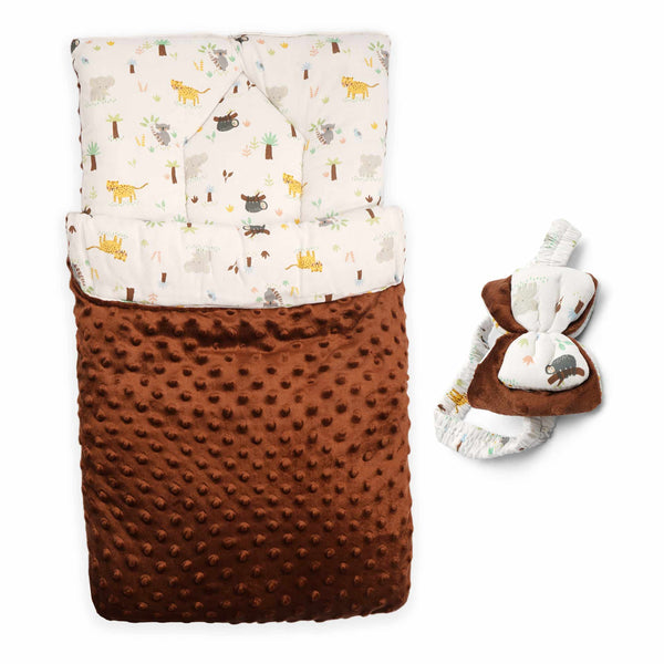 Little Star Baby Carry Nest With Headband Brown & White