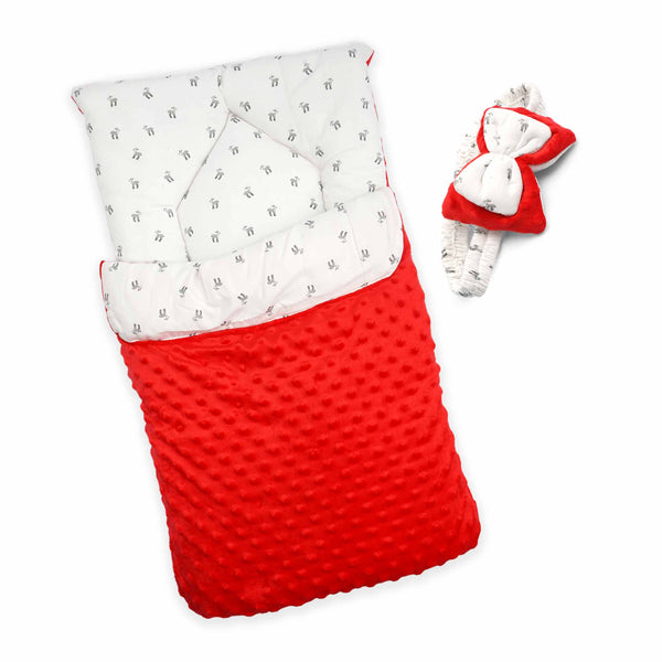 Little Star Baby Carry Nest With Headband Red & White