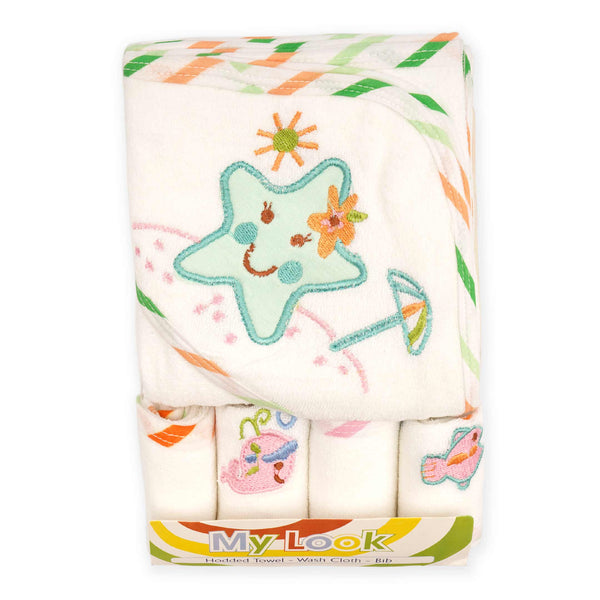 Little Star Baby Bath Towel 5 Pcs Green Star