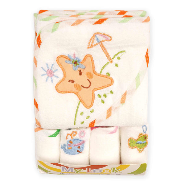 Little Star Baby Bath Towel 5 Pcs Oringe Star