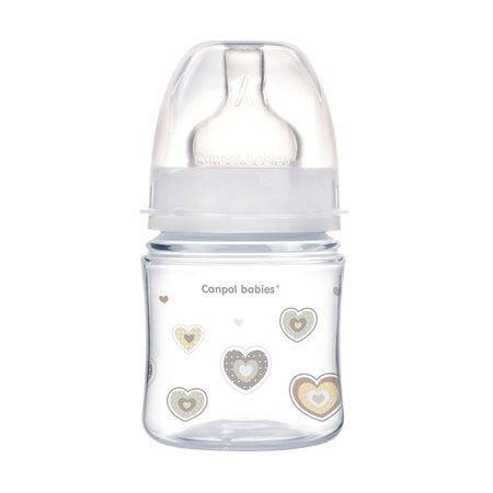 Canpol Babies 120 Ml Wide Neck Anticolic Bottle Easystart - Newborn Baby Beige Hearts