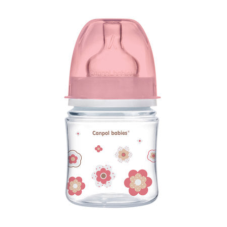Canpol Babies 120 Ml Wide Neck Anticolic Bottle Easystart - Newborn Baby Pink Flowers