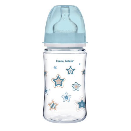 Canpol Babies 240 Ml Wide Neck Anticolic Bottle Easystart - Newborn Baby Blue Stars