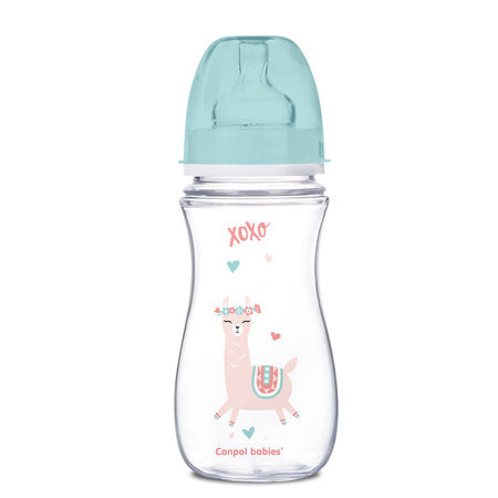 Canpol Babies Anti-Colic Wide Neck Bottle 300Ml Pp Easy Start Exotic Animals Green