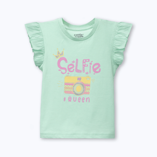 Cuddle & Cradle Girls Graphic T Shirt Selfie Queen
