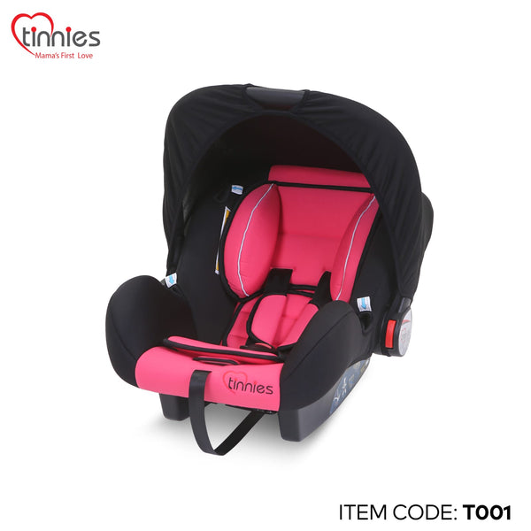 Tinnies Baby Carry Cot Light Pink & Black