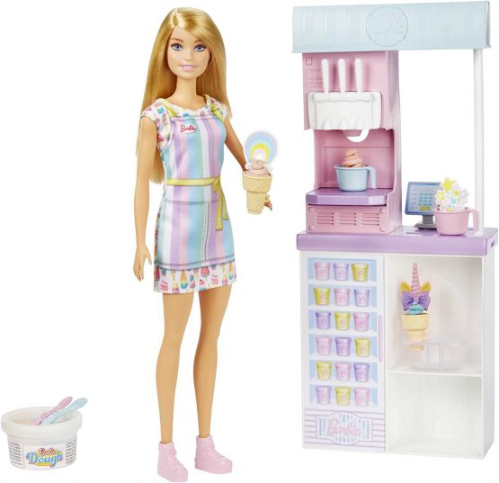 Barbie Doll Ice Cream Shop Playset With Blonde Doll