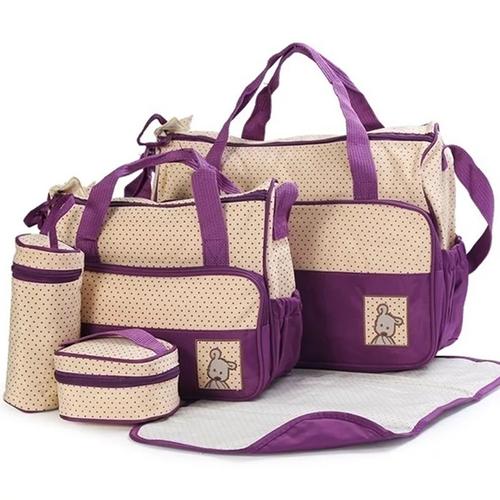 Baby Diapers Bag 5Pcs Purple - Sunshine