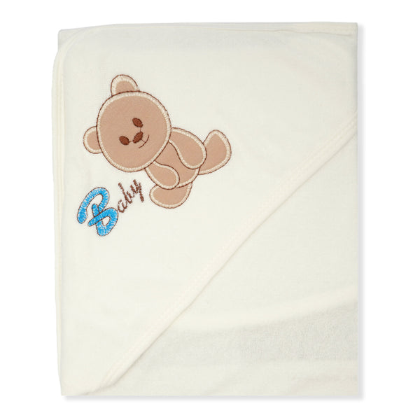 Baby Hooded Bath Towel Bear White (0-6 Months) - Sunshine