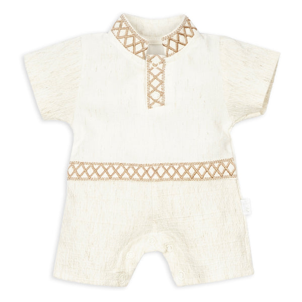 Little One Baby Romper Embroidered Beige