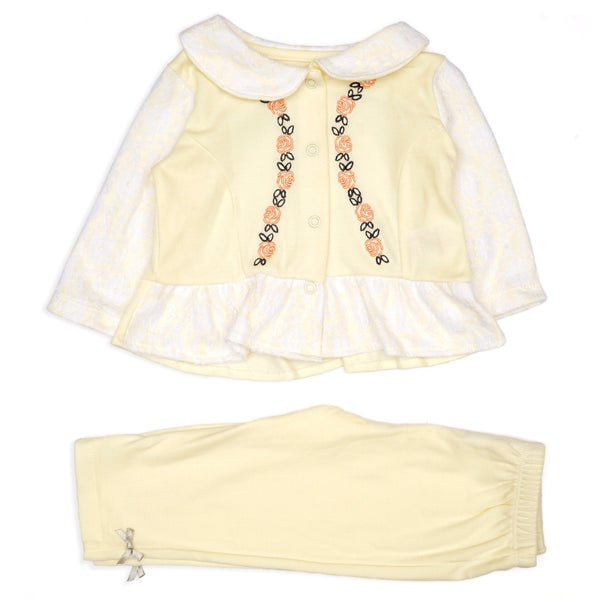 Little Sparks Baby Embroidery Frock Set White