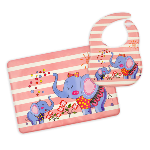 Baby Bib & Changing Sheet Set Elephant Pink - Sunshine