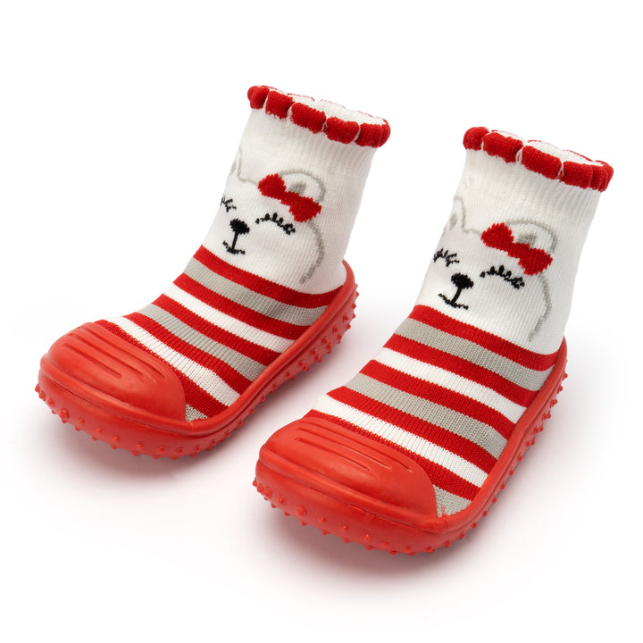Skidders Anti Slip Baby Shoes Baby Grip Shoes Stripes Red Sunshine