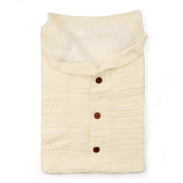 Little Sparks Button Closure Baby Woolen Sleeping Bag White