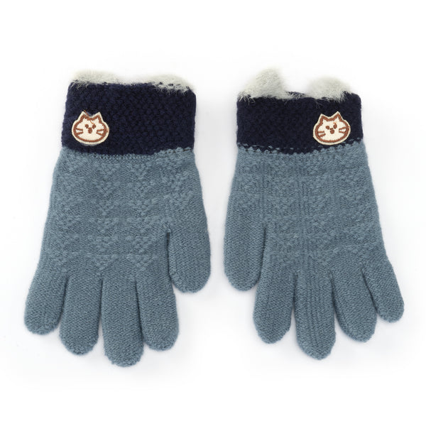 Little Sparks Baby Woolen Gloves Cat Blue (3-4 Years)