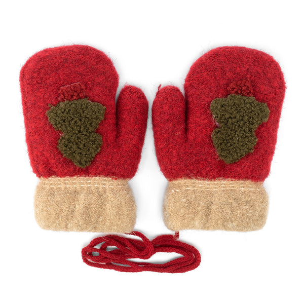 Little Sparks Baby Woolen Mittens Tree Red (2-5 Years)
