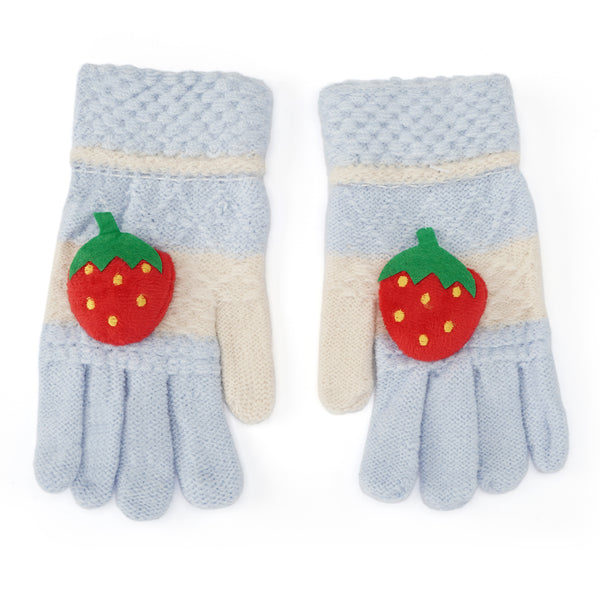 Little Sparks Baby Woolen Gloves Strawberry Blue