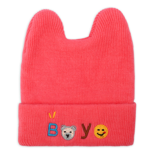 Baby Winter Cap Smile Dark Pink - Sunshine