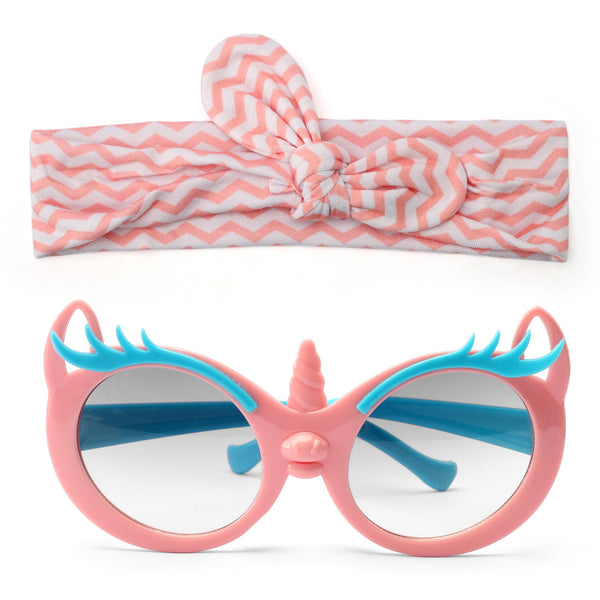 Girls 2 Pcs Headband & Glasses Set Light Pink - Sunshine