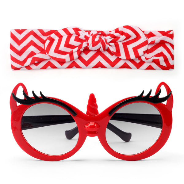 Girls 2 Pcs Headband & Glasses Set Red - Sunshine