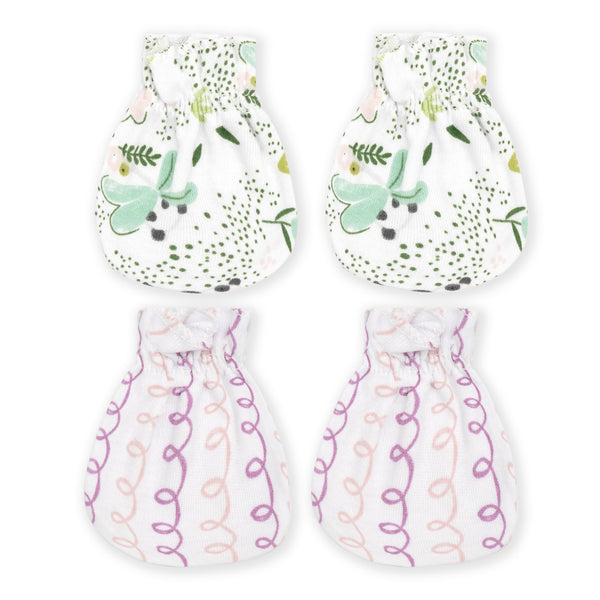 Little Sparks Baby Mittens Set Pack Of 2 Flower Green