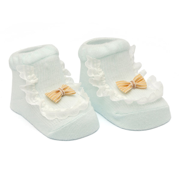 Little Sparks Baby Fancy Booties Bow Light Blue(0-6 Months)