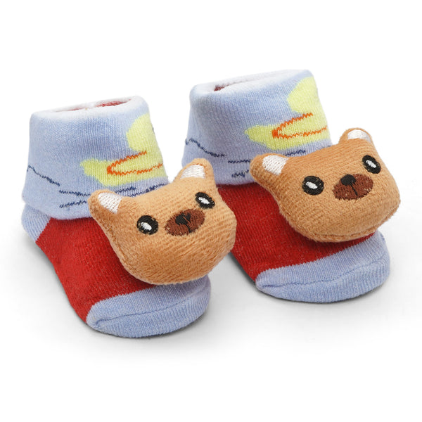 Baby Character Booties Light Blue With Brown Puppy (0-3 Months) - Sunshine