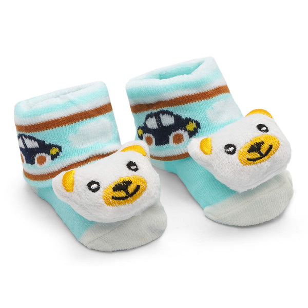 Baby Character Booties Ocean Green With White Bear (0-3 Months) - Sunshine