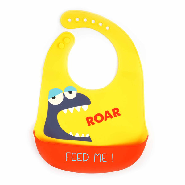 Little Sparks Baby Plastic Bib Monster Yellow With Adjustable Strap