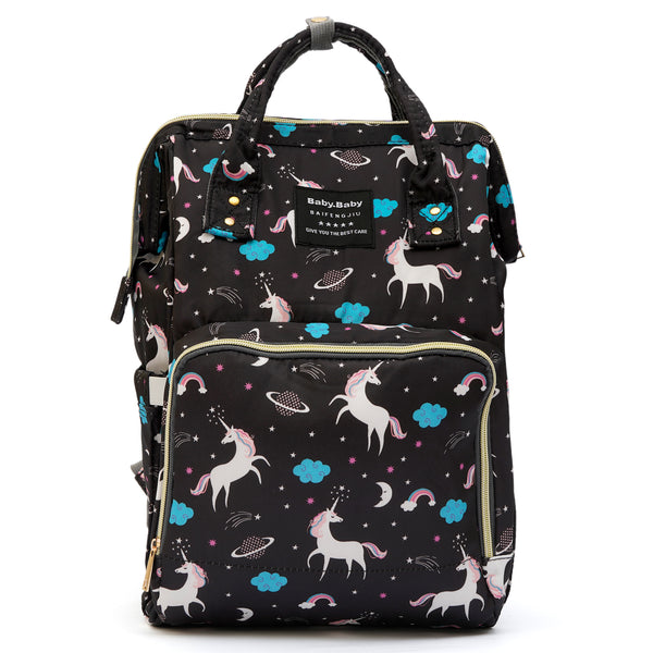 Baby Diaper Bag (Waterproof) Unicorn Black - Sunshine