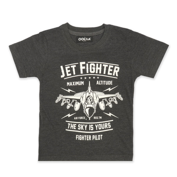 Smart Angel Kids Tshirt Jet Fighter Charcol