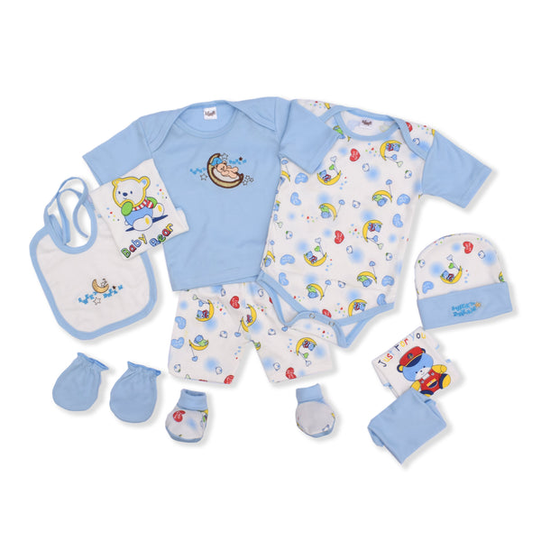 Little One Baby Gift Set (10 Pcs) Bear Blue (0-3 Months)