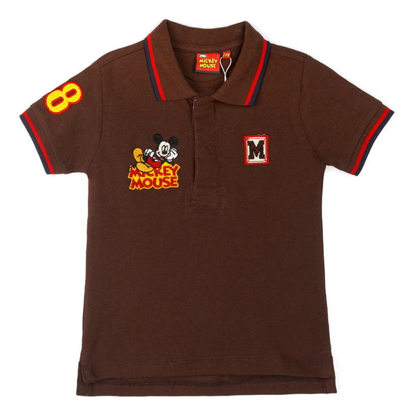 Mickey Mouse Polo T-Shirt Dark Brown